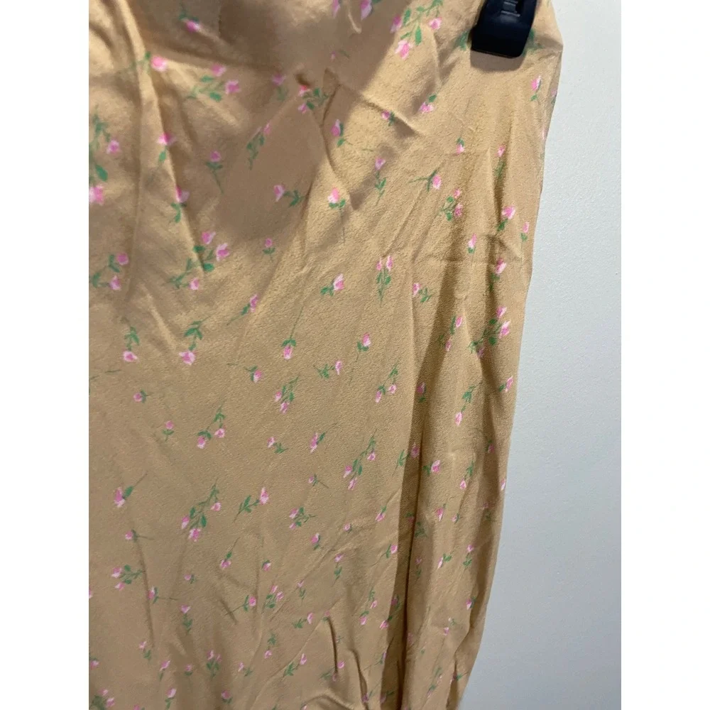 Wild Fable Maxi Skirt Womens‎ XL Tan Pink Floral Bias Cut Cottagecore Boho NWT